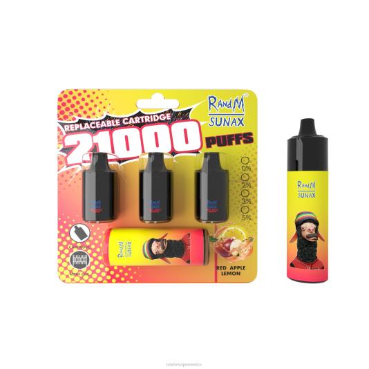 RandM Sunax Dispositivo de vapeo reemplazable con cápsula de control de flujo de aire 21000 1 ud. 66X88272 RandM vape tallinn manzana roja limón