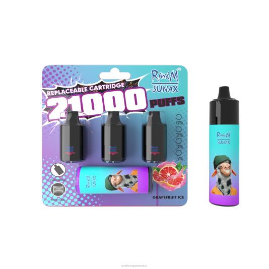 RandM Sunax Dispositivo de vapeo reemplazable con cápsula de control de flujo de aire 21000 1 ud. 66X88275 RandM disposable vape hielo de pomelo