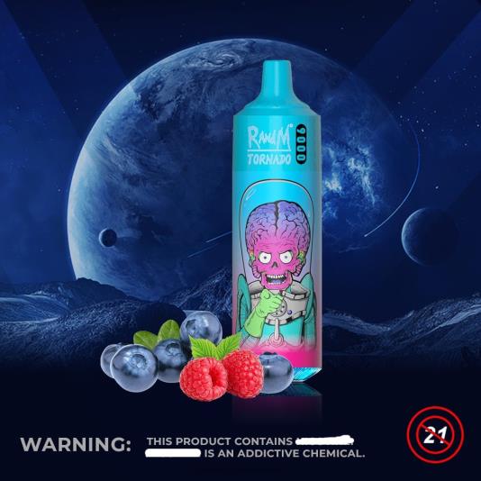 RandM Tornado Dispositivo vape pod 9000 1 pieza versión 1 66X88126 e cigarette RandM frambuesa arándano